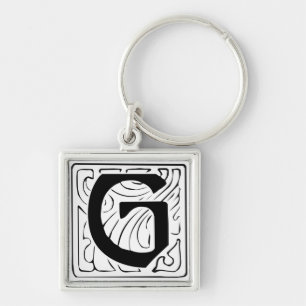 Chaveiro Pingente de chave monograma G preto branco