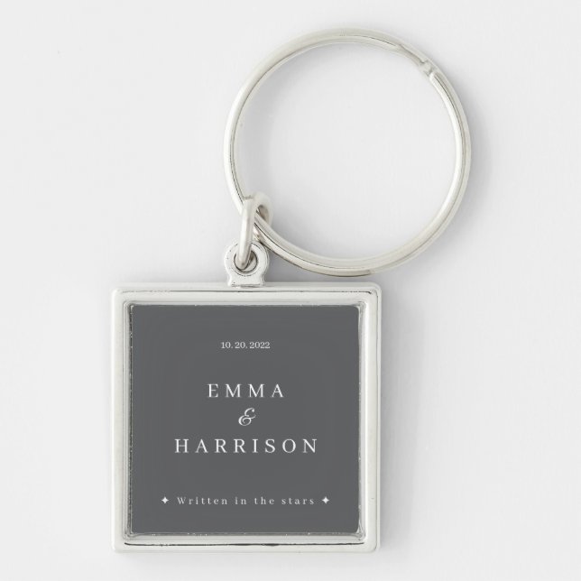 Chaveiro Pingente de Chave Personalizado de Casamento Escri (Frente)