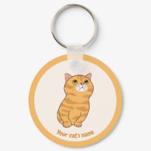 Pingente de chave Personalizado Gato Laranja Fofo