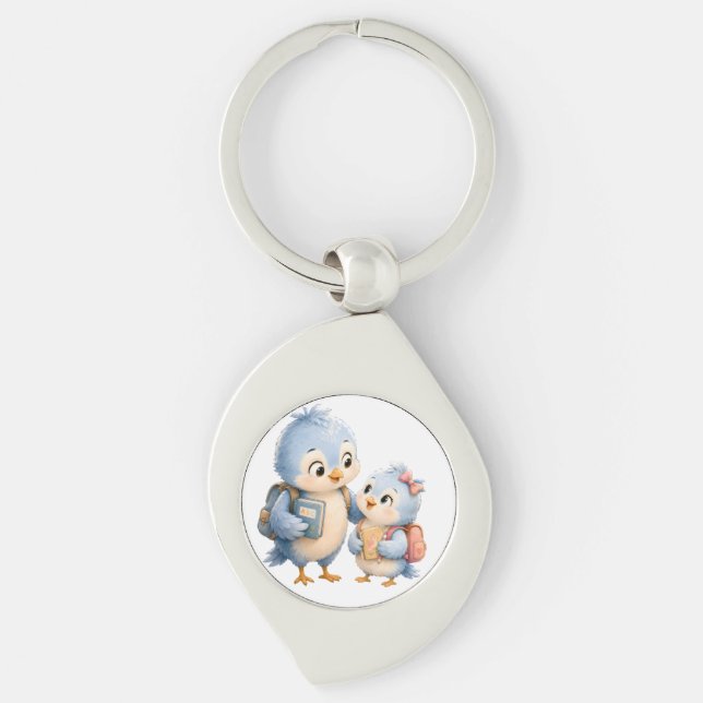Chaveiro Pingente de Chave Premium Little Blue Birds (Frente)