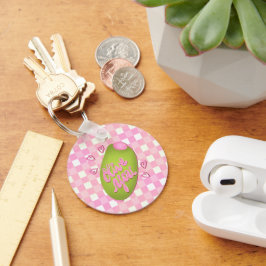 Chaveiro Pingente de Chave Rosa Xadrez Retro Olive Me Loves