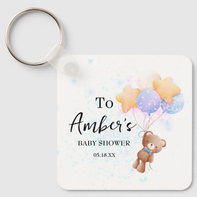 Chaveiro Pingente de Chave Teddy Bear Baby Shower (Frente)