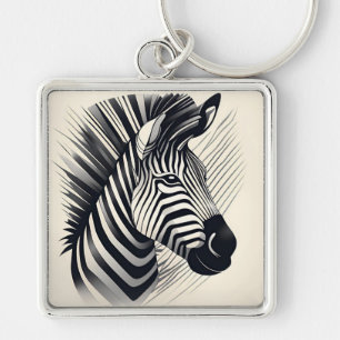 Chaveiro Pingente de Chave Zebra Art Déco