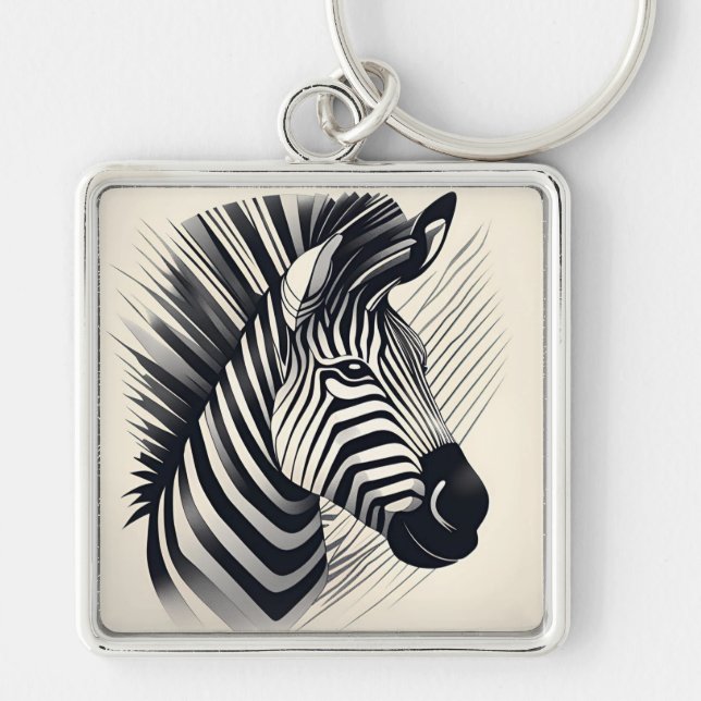 Chaveiro Pingente de Chave Zebra Art Déco (Frente)