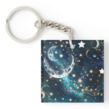 Pingente de Chaves - Lua Celestial Azul Gélido
