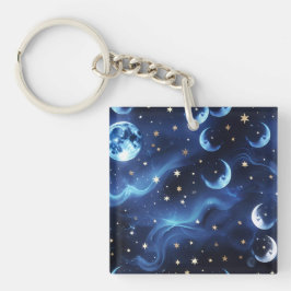Chaveiro Pingente de Chaves - Lua Celestial Azul Safira