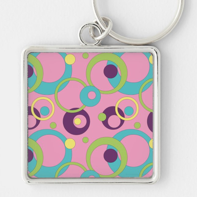 Chaveiro Pingente de Círculos Rosa Funky (Frente)