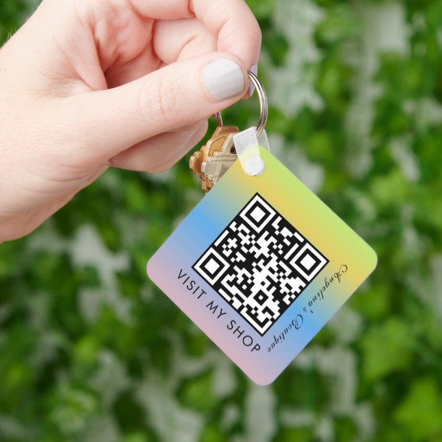 Chaveiro Pingente de Código QR de Negócios Gradiente Monogr (Mão)