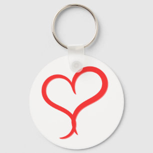 Chaveiro Pingente de Coração Vermelho Minimalista - Desenho