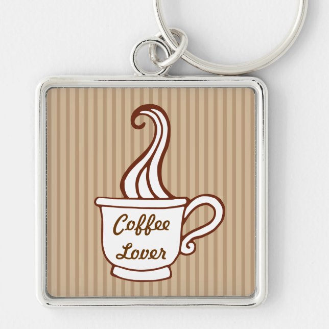 Chaveiro Pingente de Corrente Amante de Café Retro (Frente)