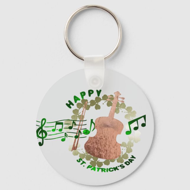 Chaveiro Pingente de Dia de São Patrício com Violino (Frente)