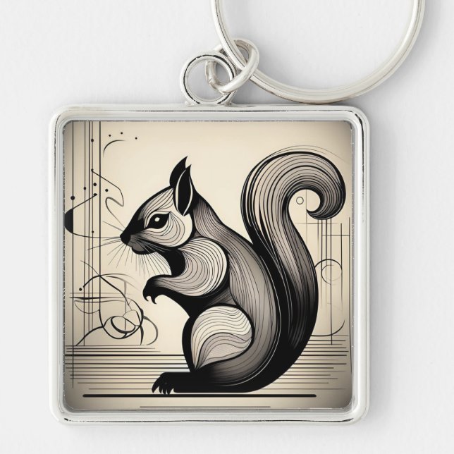 Chaveiro Pingente de esquilo Art Deco (Frente)