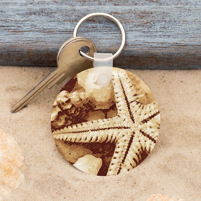 Chaveiro Pingente de Estrela-do-Mar e Conchas (Criador carregado)