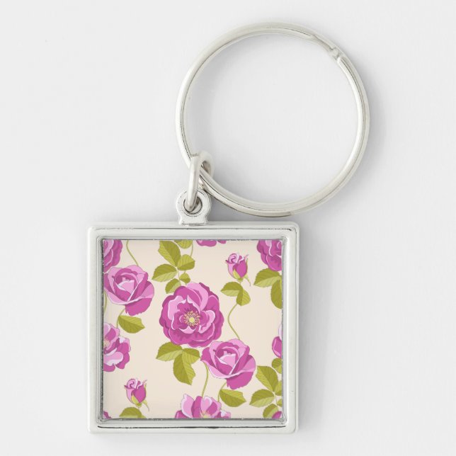 Chaveiro Pingente de Flor de Rosa Lavanda Roxa (Frente)