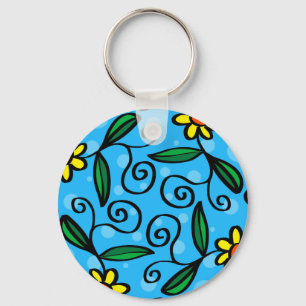 Chaveiro Pingente de Floral Abstrato