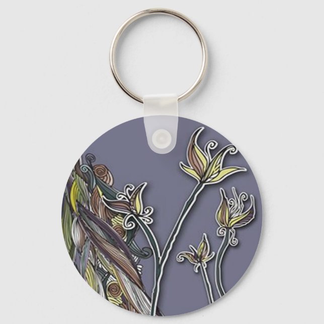 Chaveiro Pingente de Flores e Ondas (Frente)
