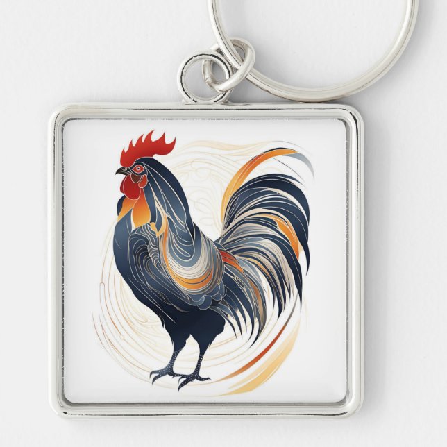 Chaveiro Pingente de Galo Art Deco (Frente)