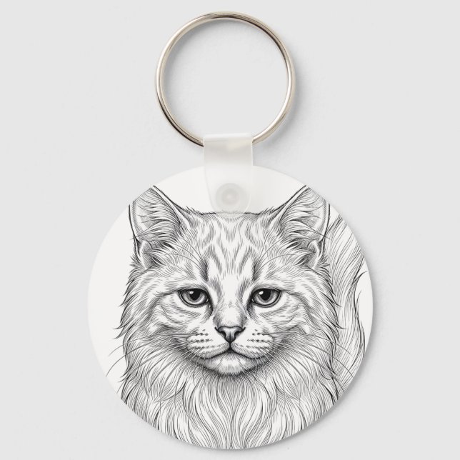 Chaveiro Pingente de Gatinho Angora Tranquilo (Frente)