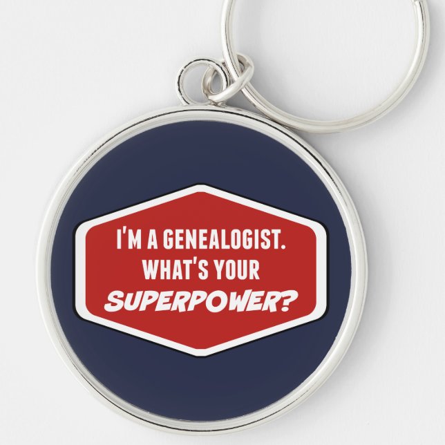 Chaveiro Pingente de Genealogista Superpoder (Frente)