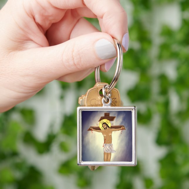 Chaveiro Pingente de ícone de Cristo na Cruz (Mão)
