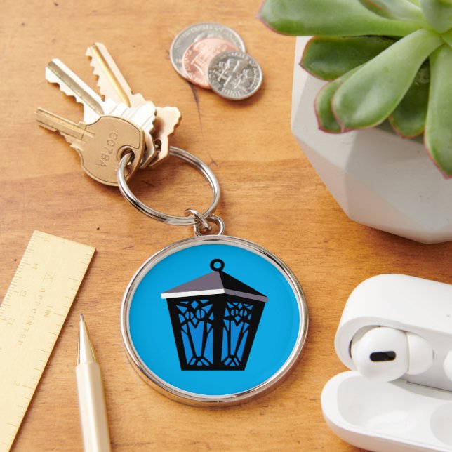 Chaveiro Pingente de Lanterna de Coruja Azul Claro (Mesa)