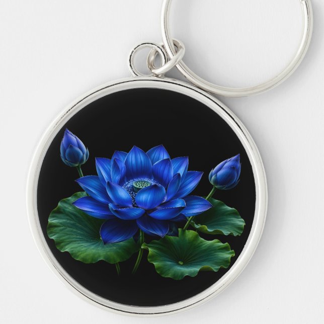 Chaveiro Pingente de Lotus Azul Elétrico (Frente)