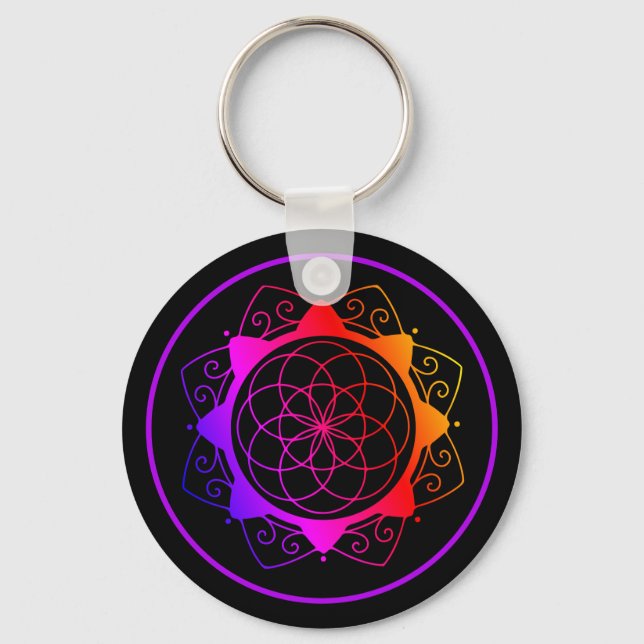 Chaveiro Pingente de Mandala Geométrica Simples (Frente)