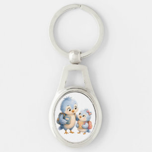 Chaveiro Pingente de Metal Irmãos Pássaros Fofos