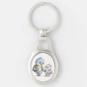 Chaveiro Pingente de Metal Irmãos Pássaros Fofos