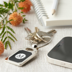 Chaveiro Pingente de Metal Moderno Minimalista com Monogram