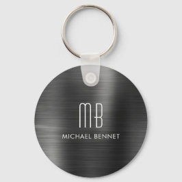 Chaveiro Pingente de Metal Monograma Preto Falso Escovado