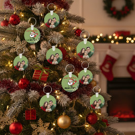 Chaveiro Pingente de Natal com Foto da Família Personalizad
