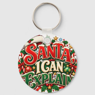 Chaveiro Pingente de Natal Divertido 'Papai Noel, Posso Exp