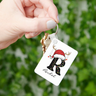 Chaveiro Pingente de Natal Personalizado com a Inicial do A