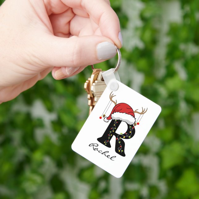 Chaveiro Pingente de Natal Personalizado com a Inicial do A (Mão)