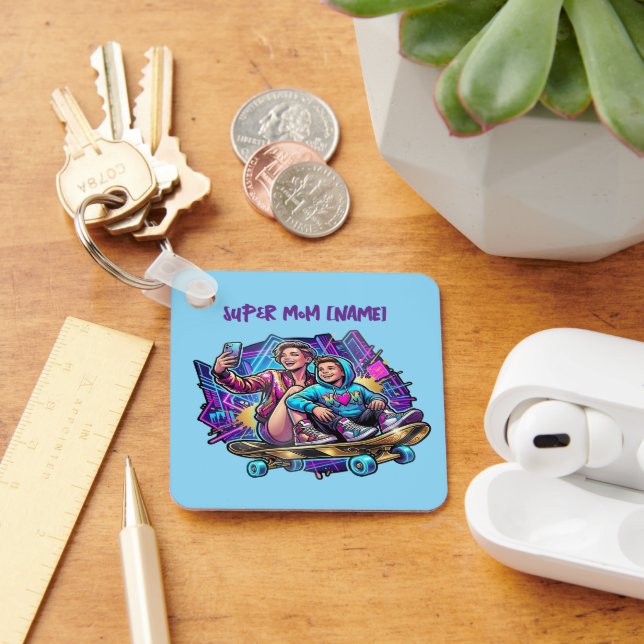 Chaveiro Pingente de Neon Drive: Presente de Skate para Mãe (Mesa)