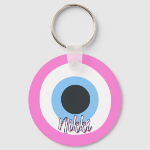 Chaveiro Pingente de olho grego mau rosa    personalizável
