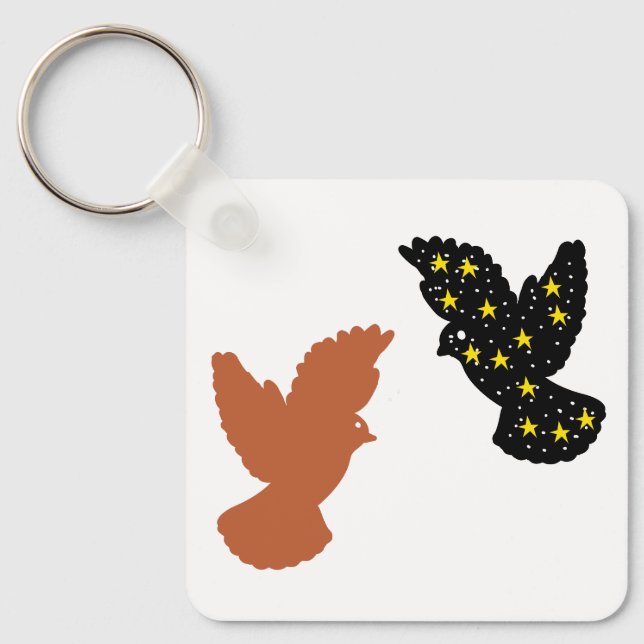 Chaveiro Pingente de Pássaros – Design de Silhueta de Crist (Frente)