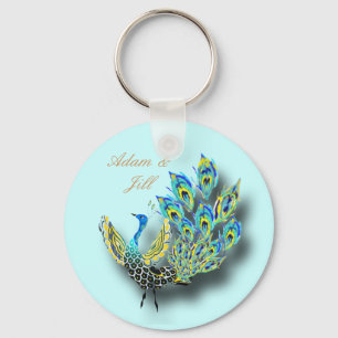 Chaveiro Pingente de pavão pintado