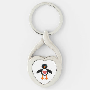 Chaveiro Pingente de Pinguim de Coração de Amor Fofo