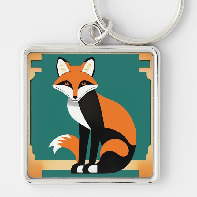 Chaveiro Pingente de Raposa Art Deco (Frente)