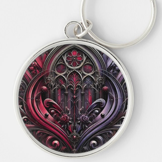 Chaveiro Pingente de Rosa Gótica com Design Elegante (Frente)