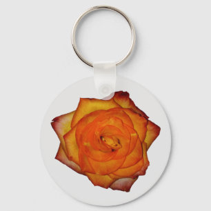 Chaveiro Pingente de Rosa Laranja Queimada