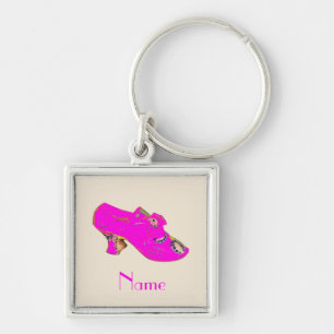 Chaveiro Pingente de Sapato Rosa Art Déco Vintage Retrô