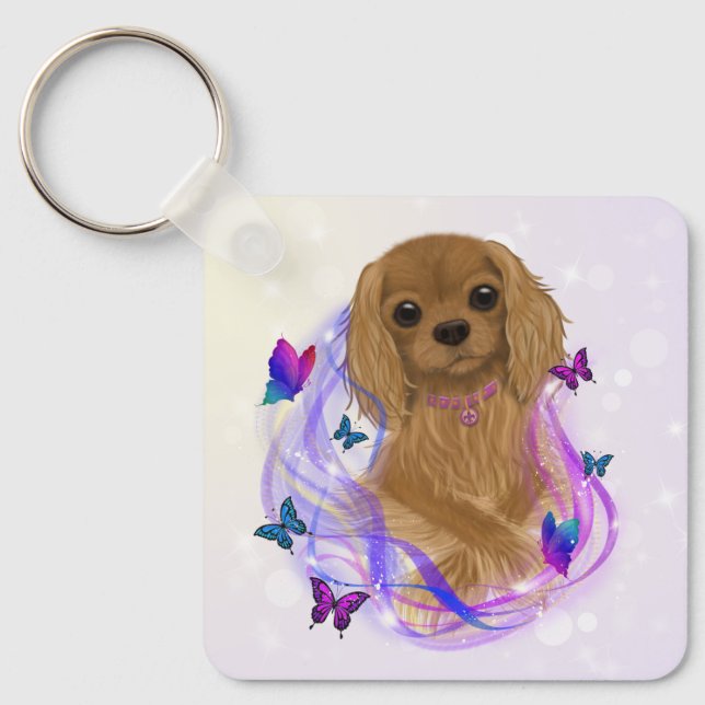 Chaveiro Pingente de Spaniel Cavalier King Charles Rubi (Frente)