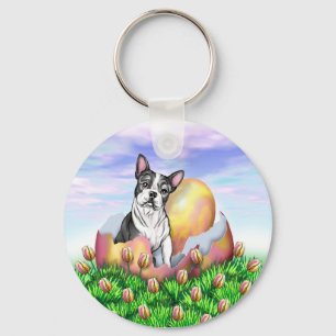 Chaveiro Pingente de Surpresa de Páscoa do Boston Terrier