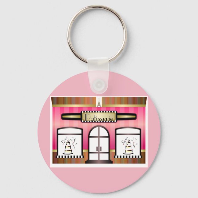 Chaveiro Pingente de Tecla Rosa da Padaria Francesa de Pari (Frente)