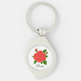 Chaveiro Pingente de Texto Com Rosa Vermelha E Botões