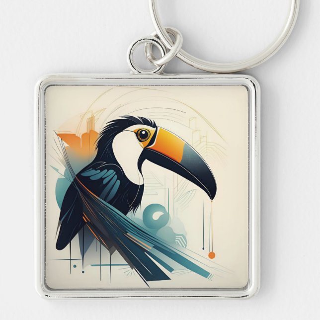 Chaveiro Pingente de Tucano Art Déco (Frente)