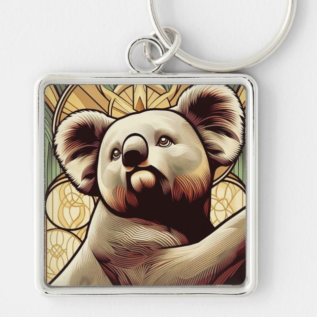 Chaveiro Pingente de Urso Koala Art Déco (Frente)